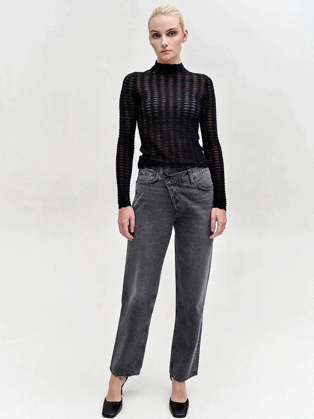 AGOLDE Criss Cross Straight Jean Gray Waist 27 NWT